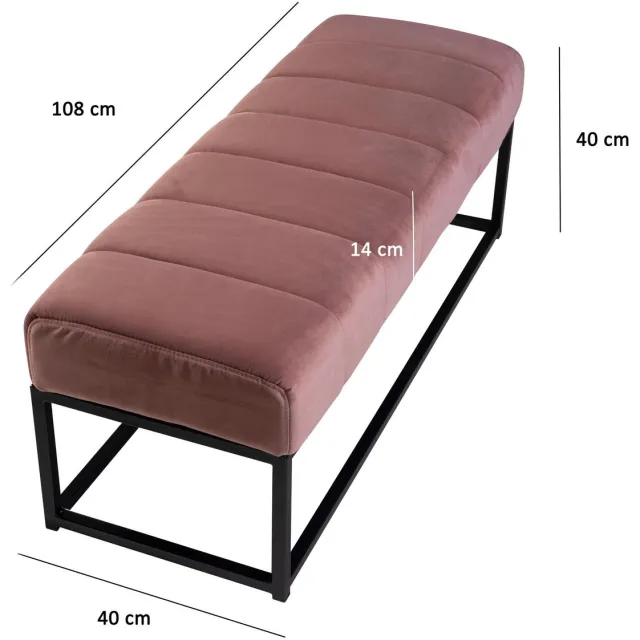 Wohnling Bank fluweel roze 108 cm breed - WL7.011 Zie omschrijving