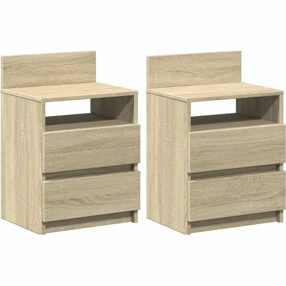 vidaXL Nachtkastjes 2 st met 2 lades 40x33x60 cm sonoma eikenkleurig, foto 3