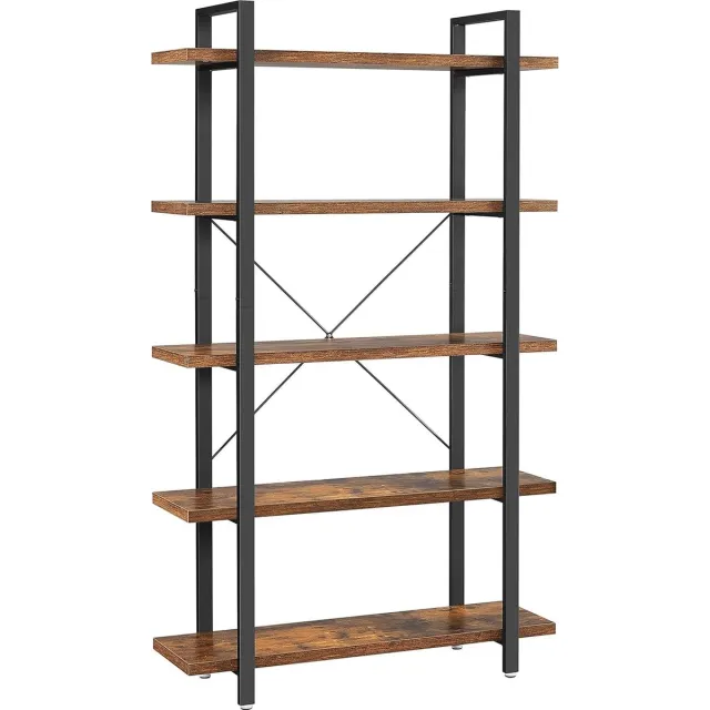 MAZAZU MIRA Home Boekenkast Industrieel - Boekenrek - Open Opbergrek - Bruin/Zwart - 33,5 x 105 x 177,5 cm Vintage
