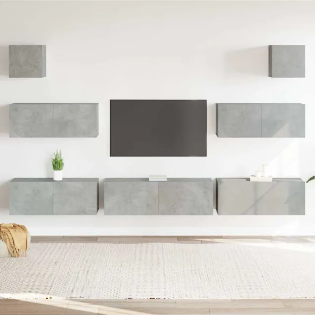 vidaXL 7-delige Tv-meubelset bewerkt hout betongrijs grijs, foto 2