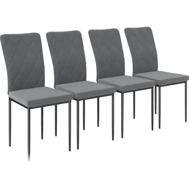 Homcom eetkamerstoelen - polyester - 58L x 42B x 95H cm - donkergrijs