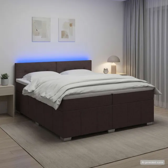 vidaXL Boxspringbed met matras Donkerbruin 200 x 200 cm Stof