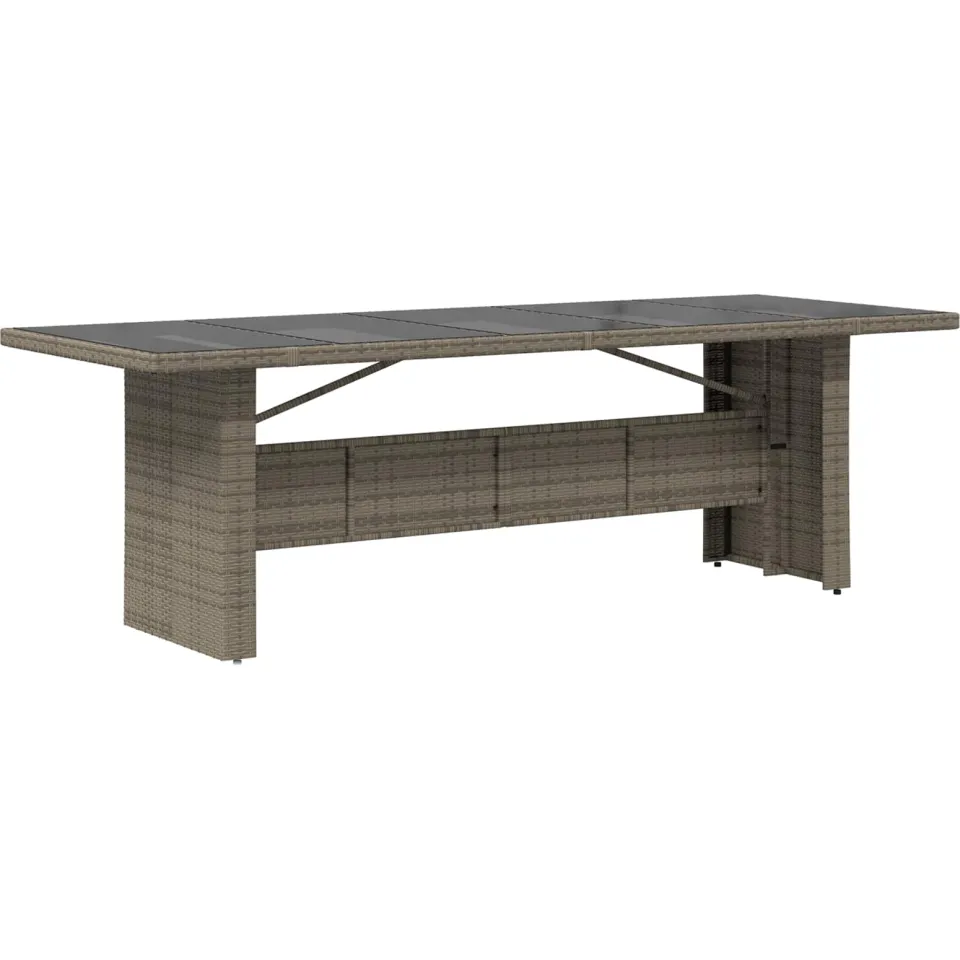 vidaXL Buiten eettafelset 9 st Grijs poly rattan, foto 4