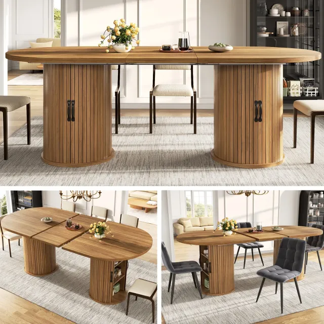 Clruro Eettafel - 150–190×80×75 cm - Uitschuifbaar - Verborgen Opbergvak - MDF - Donkerbruin