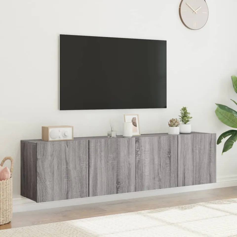 vidaXL Tv-meubels 2 st wandgemonteerd 80x30x41 cm grijs sonoma eiken, foto 4