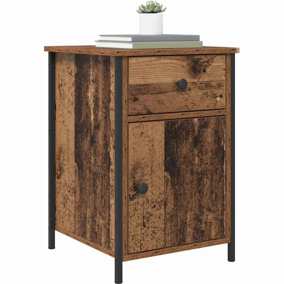 vidaXL Nachtkastje Oudhout 40 x 42 x 60 cm Bewerkt hout Bruin