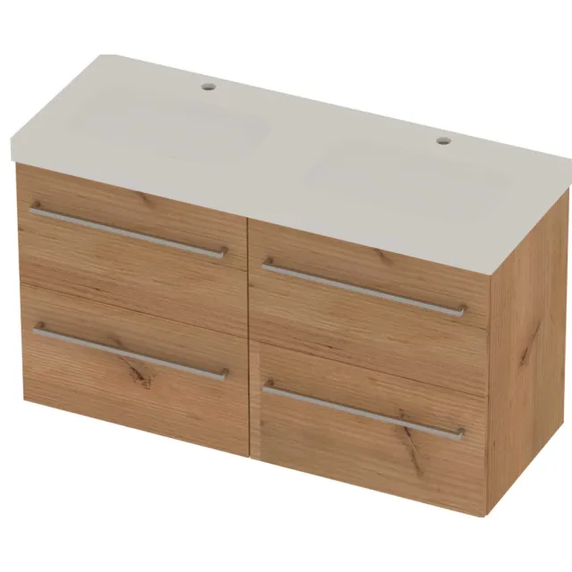 Basic-Line Moby 46 Badmeubelset Polystone 120x46x66 cm M46mwdwo2x602 Whisky Oak Mat Wit