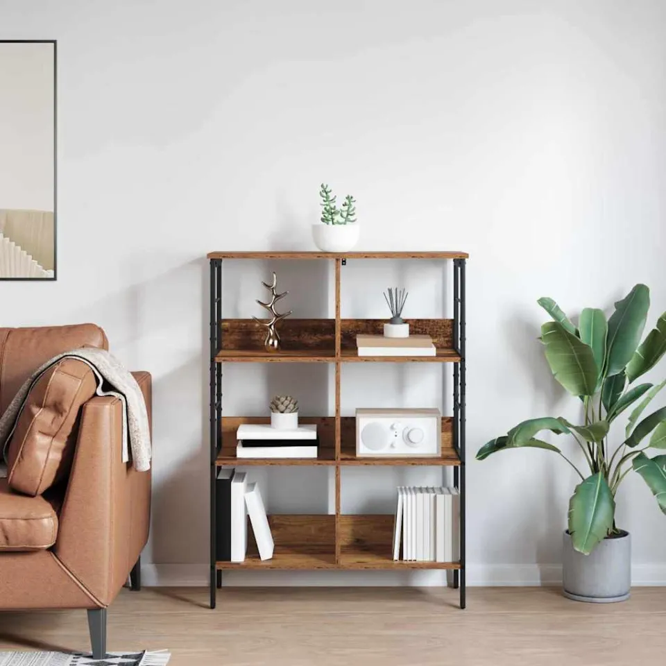 vidaXL Boekenkast 6-laags 82 x 32 x 112 cm Bewerkt hout Oud Hout bruin, foto 3