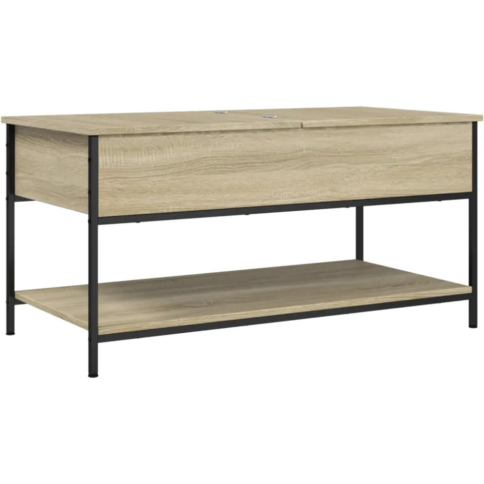 vidaXL Salontafel 100x50x50 cm bewerkt hout en metaal sonoma eiken Bruin