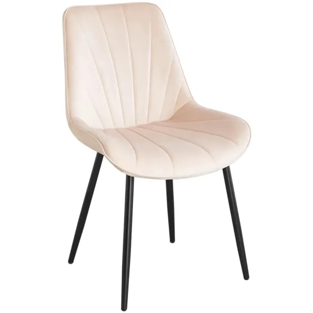 Lizzely Garden & Living SET DEAL 6 STUKS: Eetkamerstoel beige velvet Tessa eetstoel zetel
