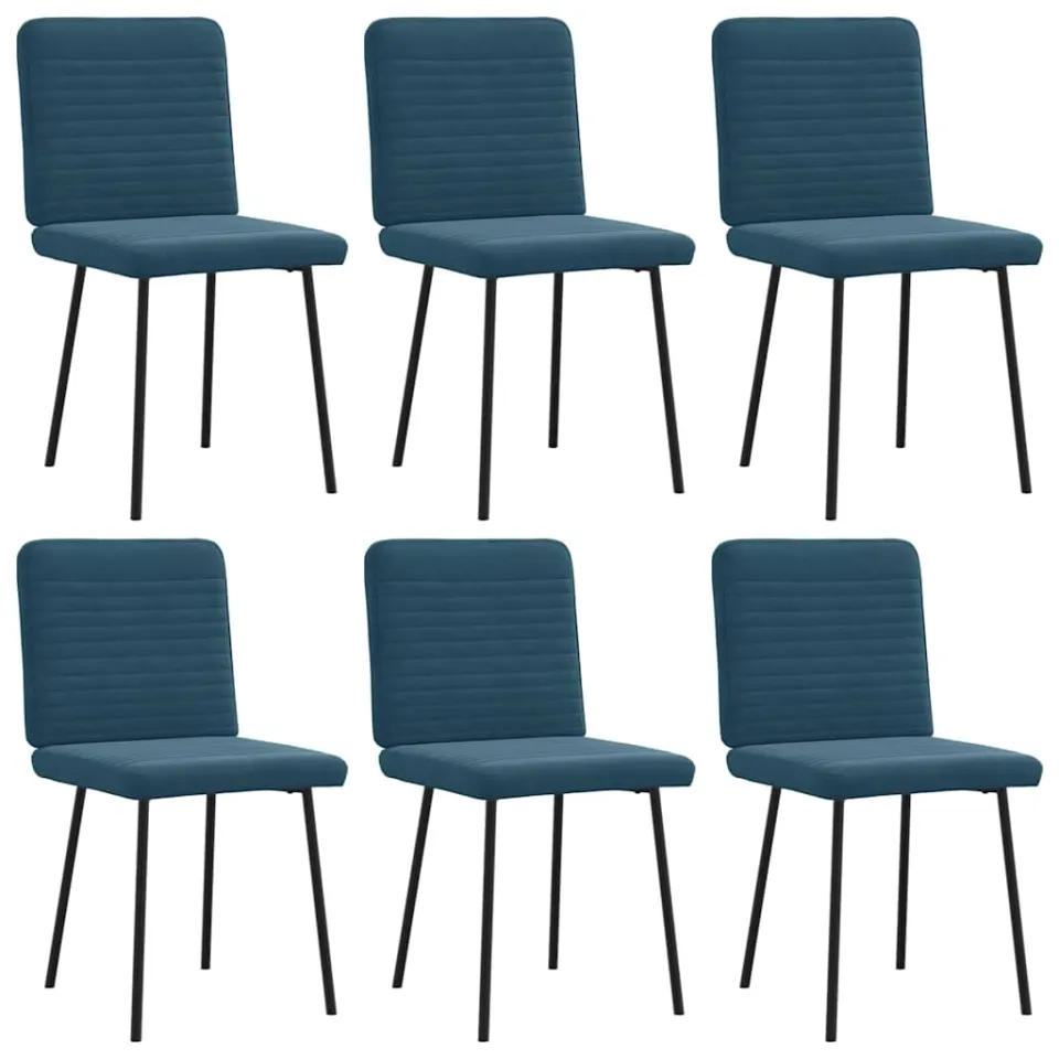 vidaXL Eetkamerstoelen 6 st fluweel blauw, foto 3