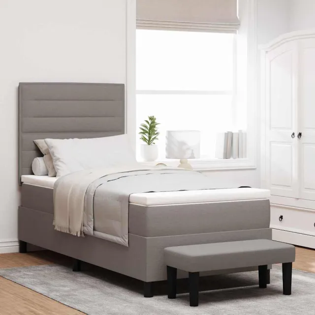 vidaXL Boxspringbed met hoofdeinde Taupe 100 x 200 cm Stof