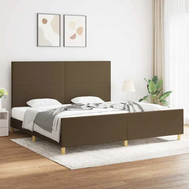 vidaXL Bedframe zonder matras stof donkerbruin 200x200 cm bruin