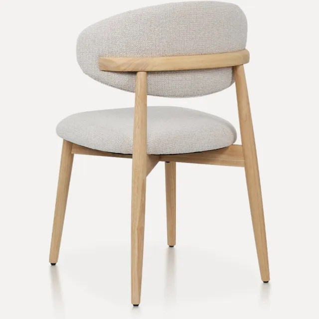 MODENUIT Eetkamerstoel - Set Van 2 Voor Eetkamer - Hout En Stof - Natuurlijk En Gebroken Wit - 54x54,5x82 Cm Naturel