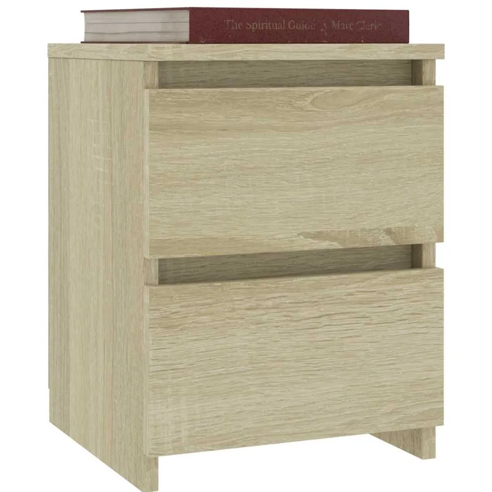 vidaXL Nachtkastjes 2 st 30x30x40 cm bewerkt hout sonoma eikenkleurig Bruin