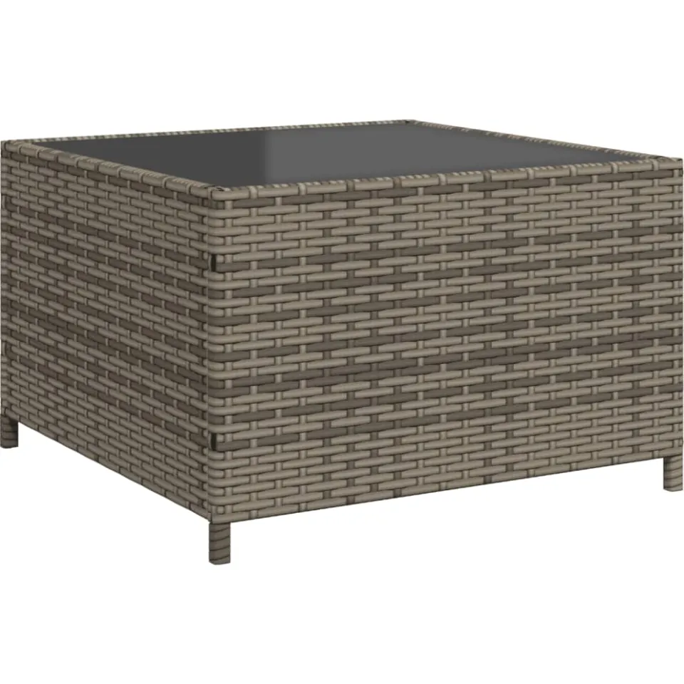 vidaXL Tuinbank met tafel en kussens L-vormig poly rattan grijs, foto 4