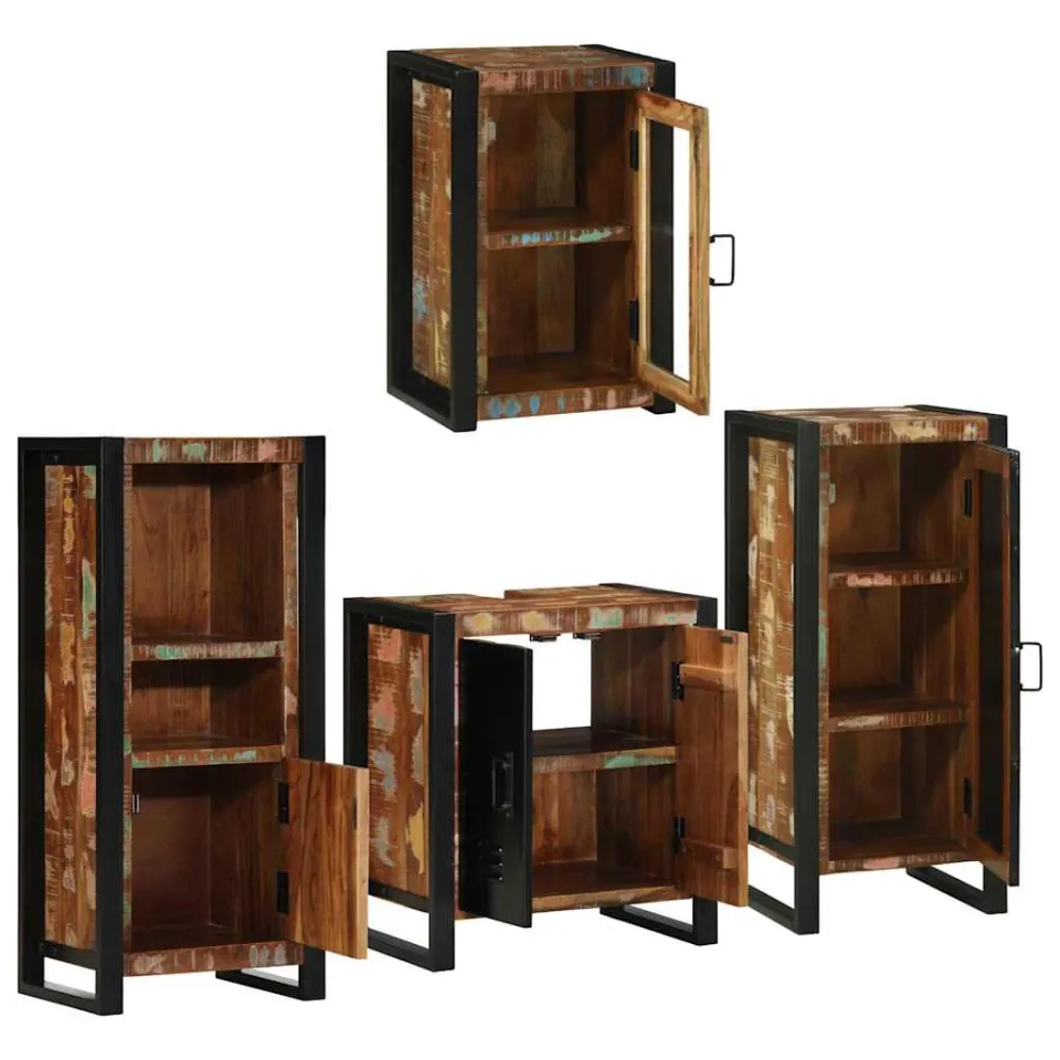 vidaXL Badkamermeubelset 4 st Multikleur Massief gerecycled hout meerkleurig, foto 2