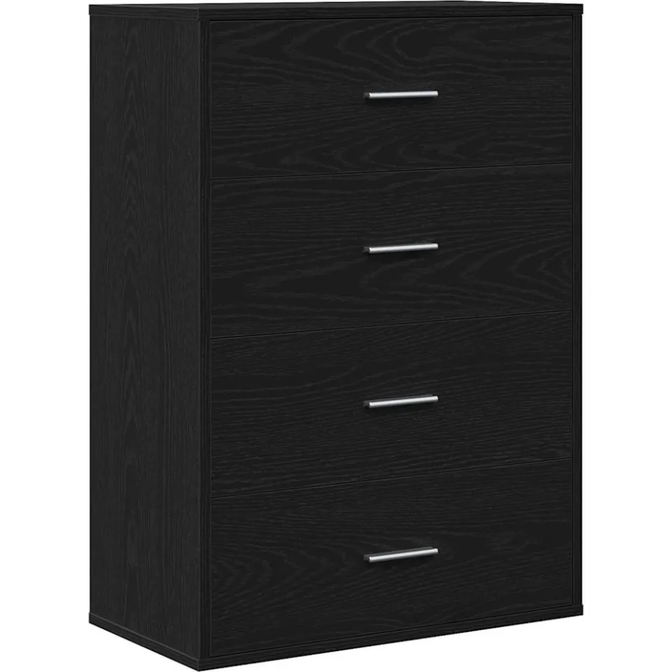 vidaXL Dressoir Zwart Eiken 60 x 31 x 84 cm Bewerkt hout, foto 3