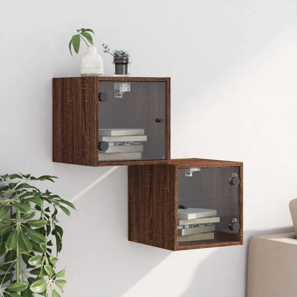 vidaXL Bedside Cabinet 2 st Brown Oak 13.8x14.6x13.8 in, foto 3