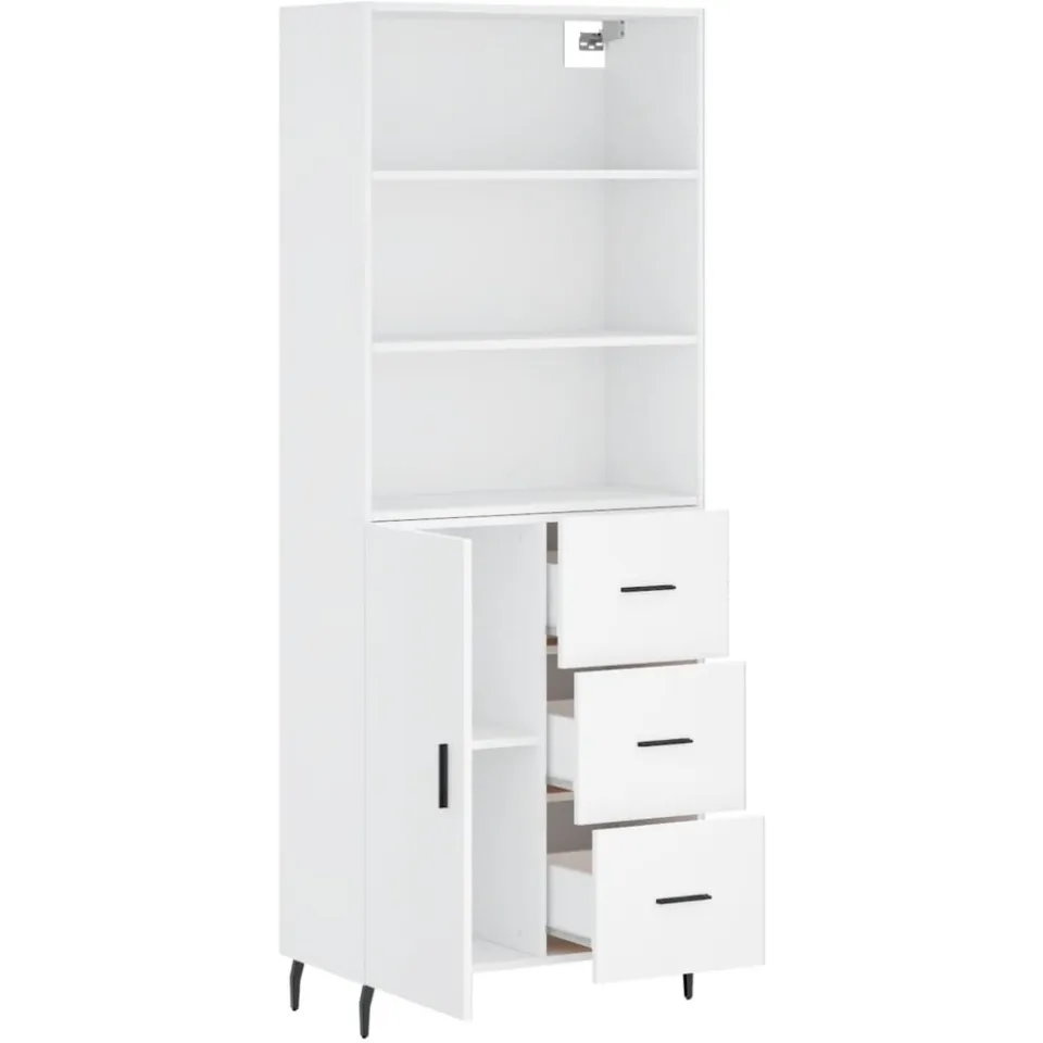 vidaXL Hoge kast 69,5x34x180 cm bewerkt hout wit