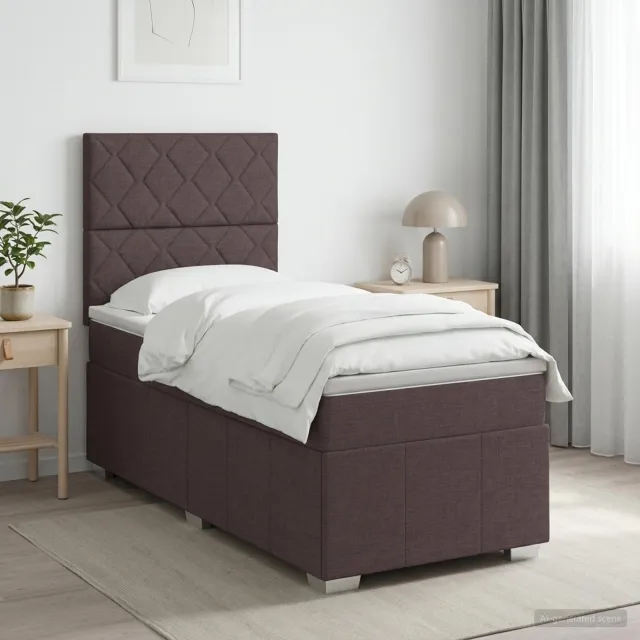 vidaXL Boxspringbed met matras Donkerbruin 100 x 200 cm Stof