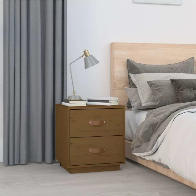 vidaXL Nachtkastje 40x34x45 cm massief grenenhout honingbruin bruin, foto 2