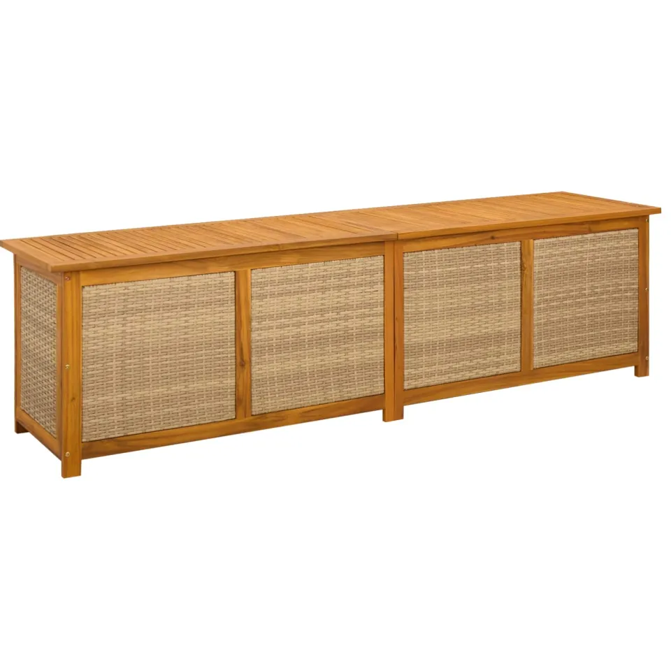 vidaXL Tuinopslagdoos 185 L Massief Acaciahout 200 x 50 x 56 cm Beige, foto 3