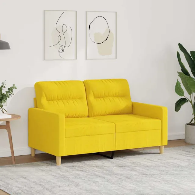 vidaXL Tweezitsbank 120 cm stof lichtgeel