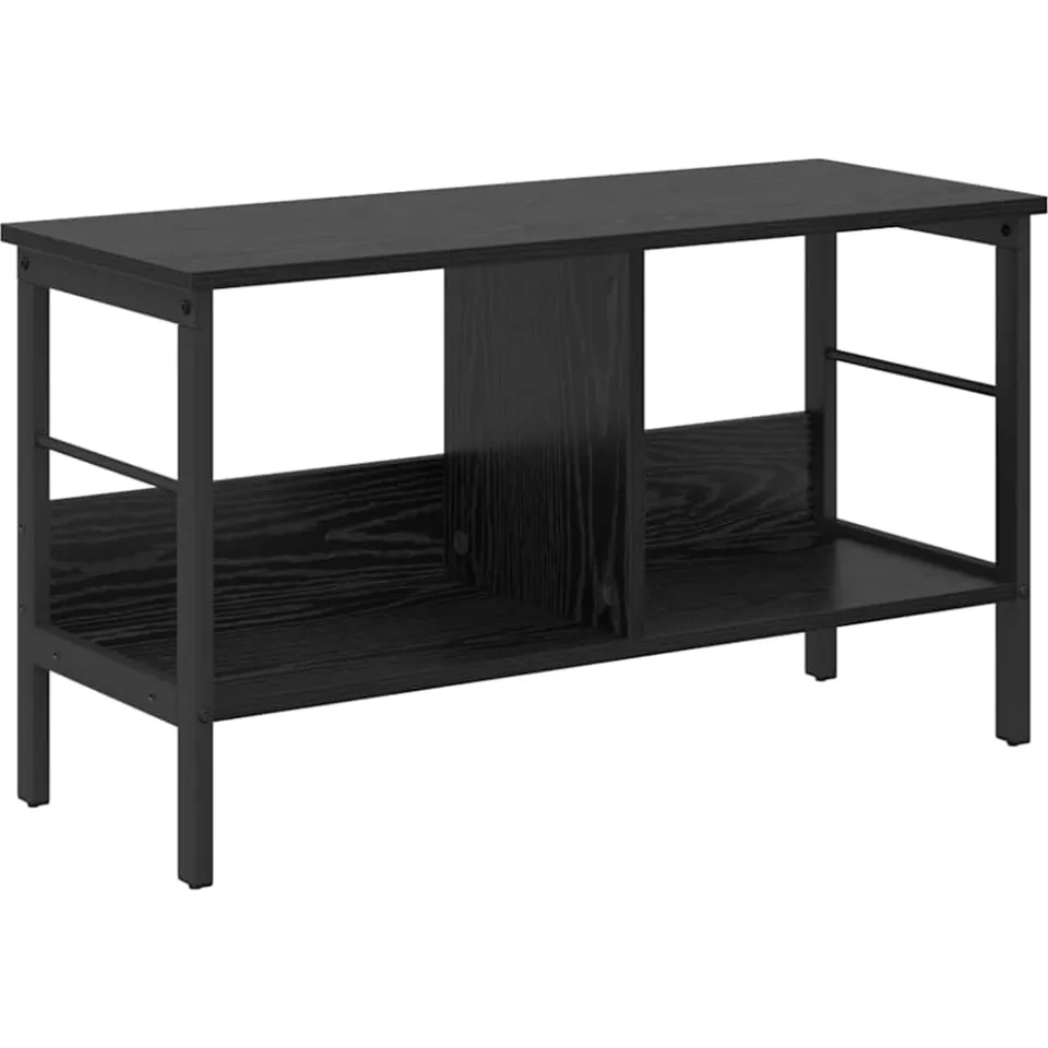 vidaXL Boekenkast 2-laags 82 x 32 x 47 cm Bewerkt hout Zwart Eiken, foto 3