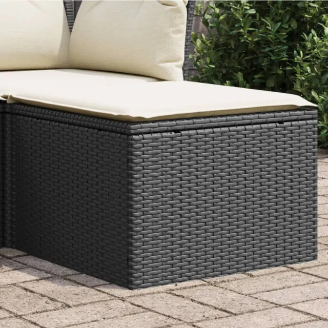 vidaXL Tuinkruk met kussen 55x55x37 cm poly rattan zwart, foto 2