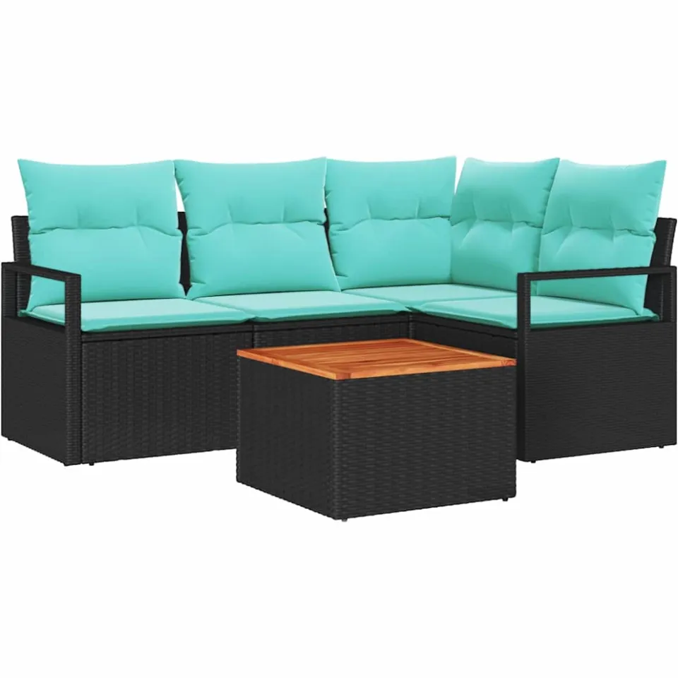 vidaXL Tuinbankenset 5 st Zwart poly rattan