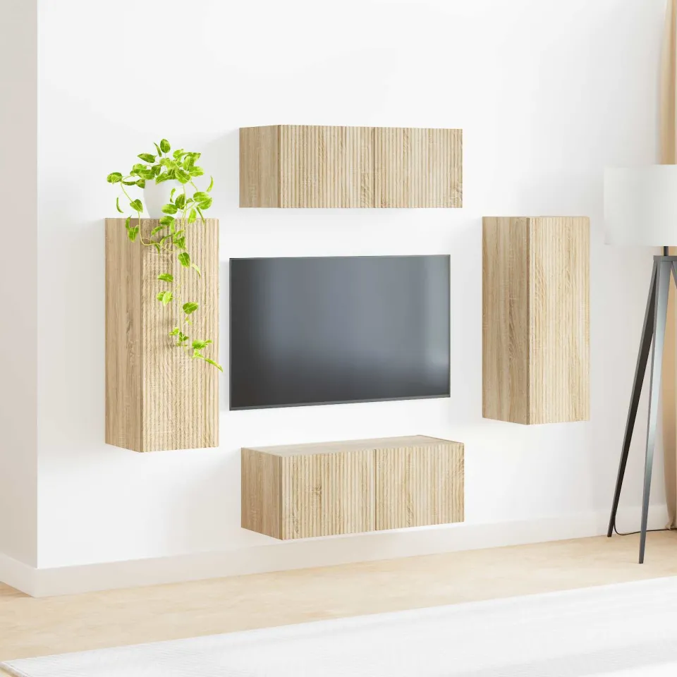 vidaXL TV Wandkast Set 4 st Sonoma Eiken Bewerkt hout, foto 3