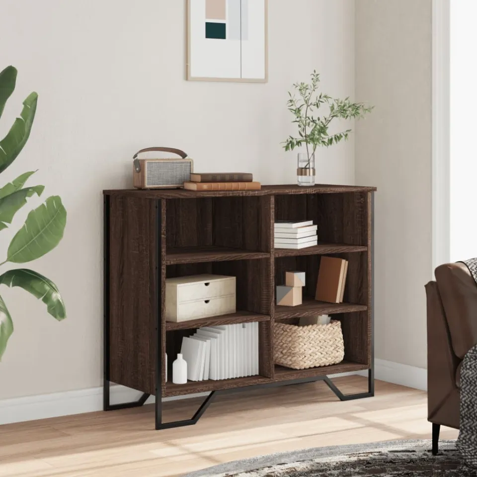 vidaXL Dressoir 91x35,5x74,5 cm bewerkt hout bruin eikenkleur, foto 2