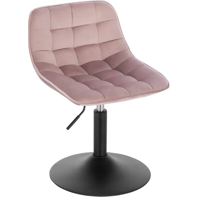 Happyment Barkruk Ohiao Industrial Roze - Barkrukken set van 1 - Barstoel Kruk - Barstoelen met rugleuning - Keukenstoel - In hoogte verstelbaar - Velvet