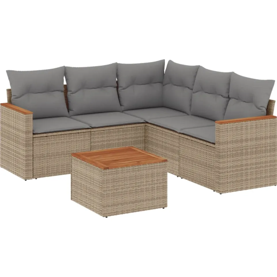 vidaXL Patio Sofa Set 5-zits Beige and Grey
