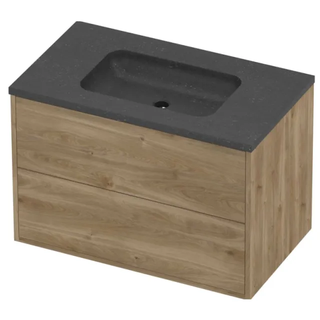 Proline Rollo Badmeubelset Hardsteen Elegant 2 Laden 80x46x54 cm Blue Stone Cider Oak Eiken