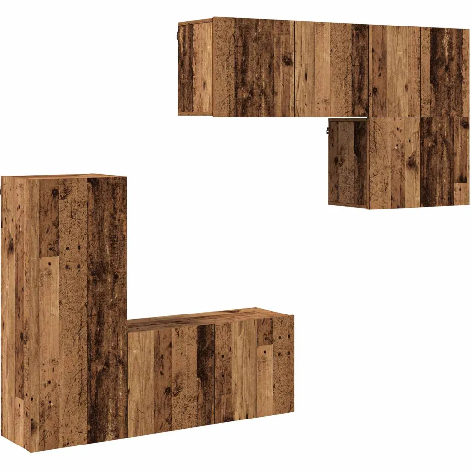vidaXL TV-wandmeubel 5 st Oud Hout Bewerkt hout bruin, foto 3