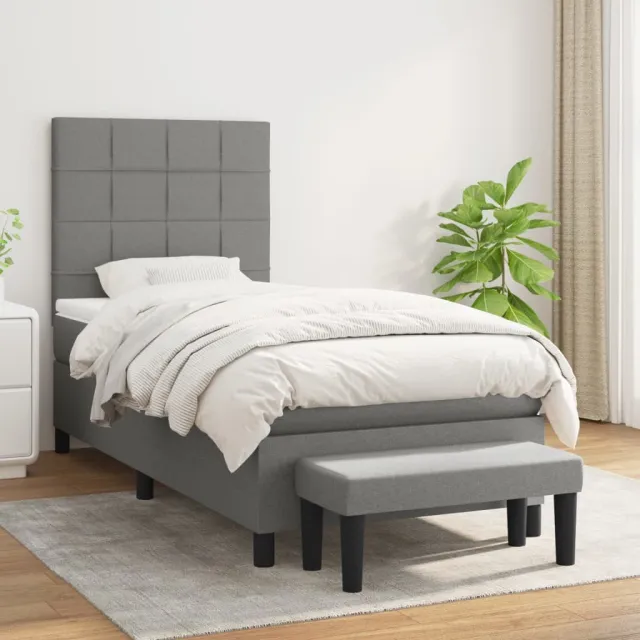 vidaXL Boxspring met matras stof donkergrijs 90x190 cm grijs