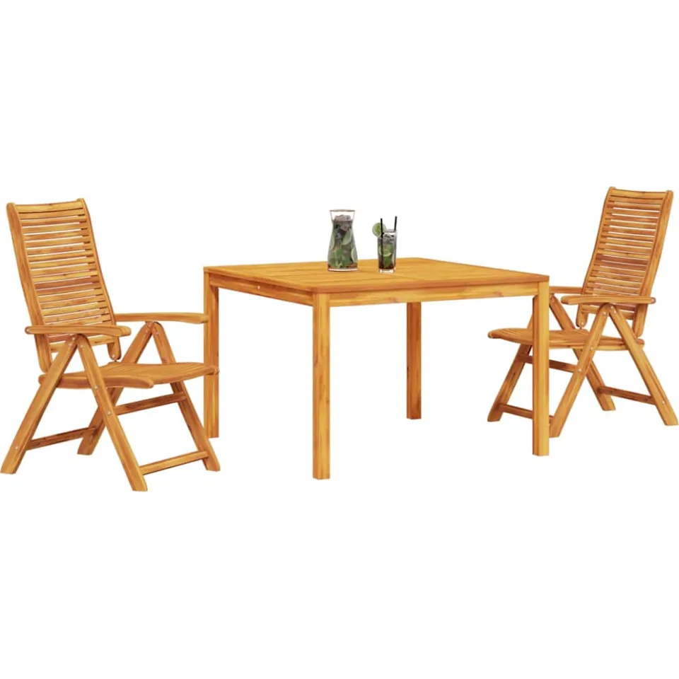 vidaXL Tuin eettafelset 3 st Bruin Massief Acaciahout