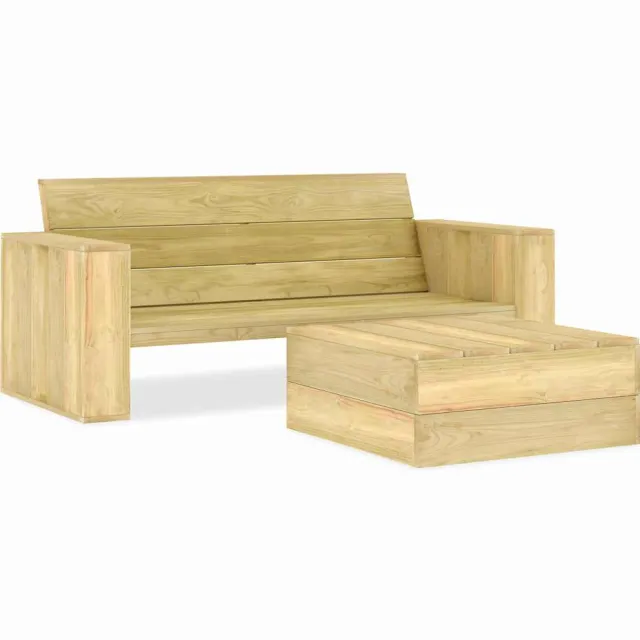 vidaXL 2-delige Loungeset geïmpregneerd grenenhout bruin, foto 2