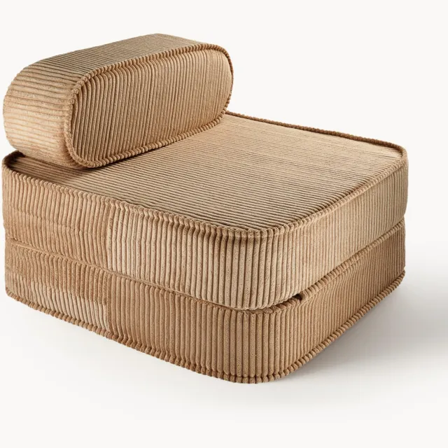 Wigiwama Kinder uitklapfauteuil Sugar van corduroy Lichtbruin