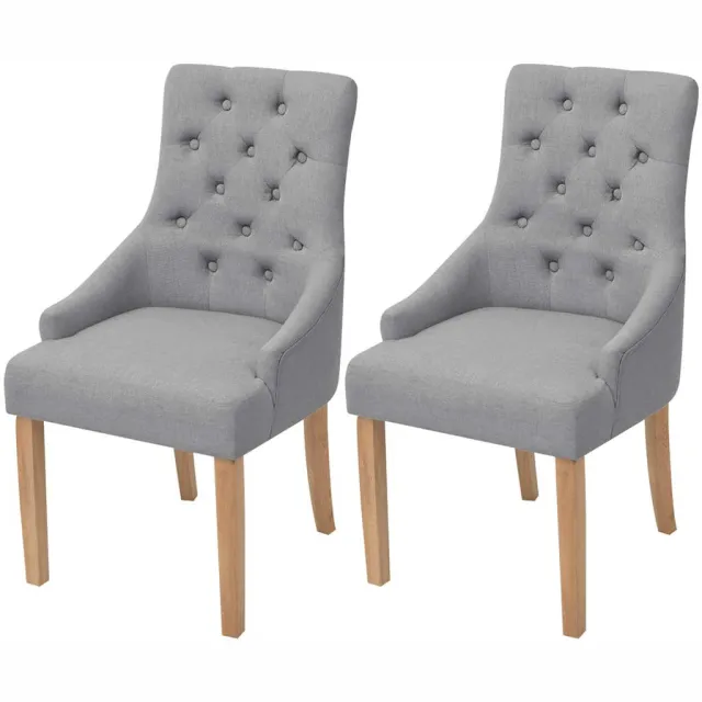vidaXL Eetkamerstoelen 2 st stof lichtgrijs
