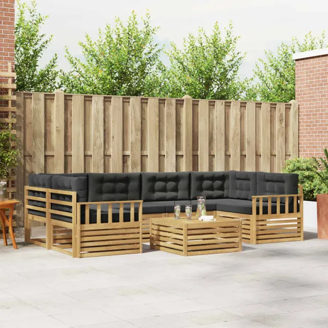 vidaXL Buiten bankenset 7 st 6-zits Wit en antracietkleurig Polyester