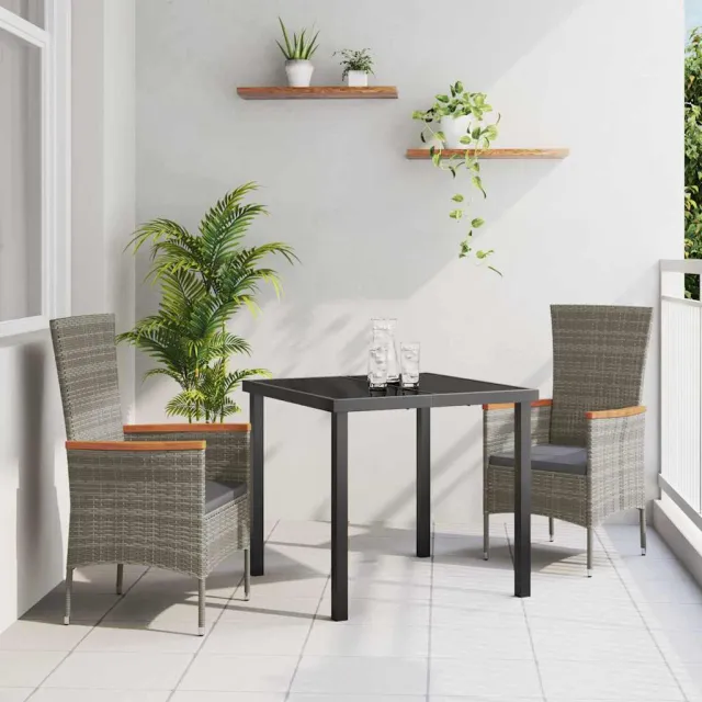 vidaXL Tuin eettafelset 3 st Grijs Gepoedercoat staal
