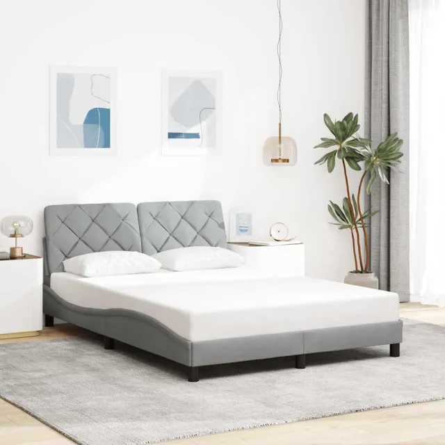 vidaXL Bedframe zonder matras stof lichtgrijs 140x190 cm grijs