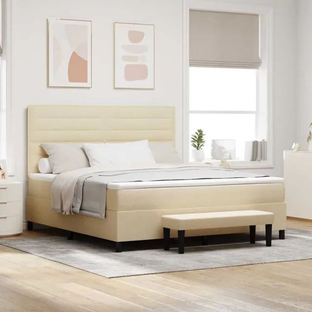 vidaXL Boxspringbed met kussen met hoofdeinde Crème 180 x 200 cm Stof