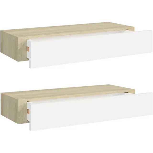 vidaXL Wandladeplanken - 2 - st - eiken - en - wit - 60x23,5x10cm - MDF