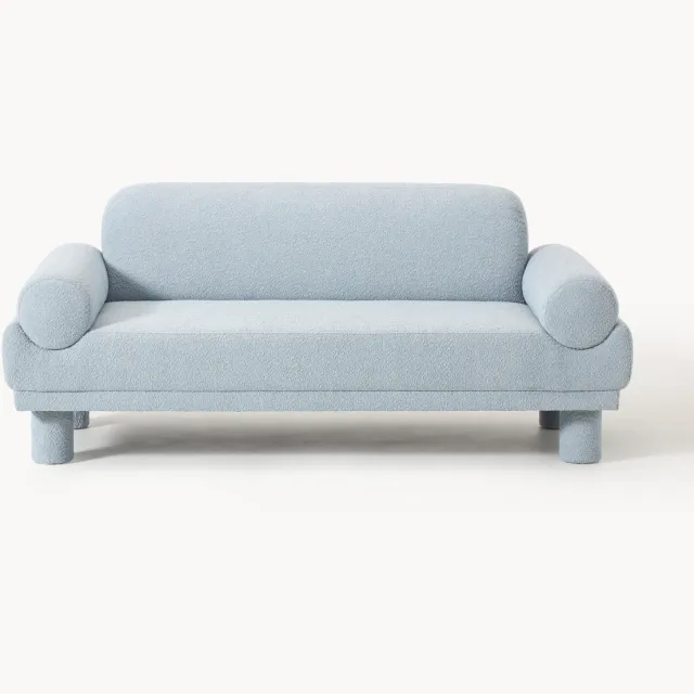 Westwing Collection Bouclé bank Lilo (2-zits) Lichtblauw
