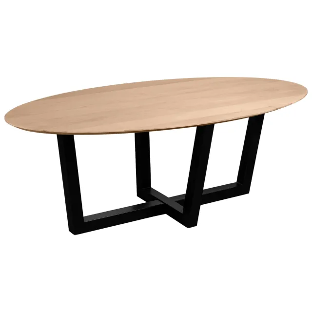 QUVIO Eettafel Sofia - Ovaal - 180x90 cm - W-poot - FSC gecertificeerd mangohout - Naturel