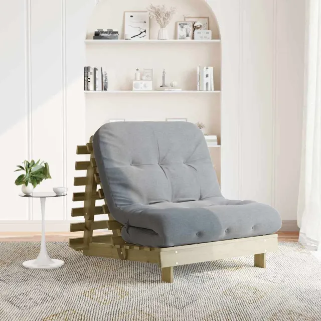vidaXL Futon slaapbank met matras 90x206x11 cm geïmpregneerd hout Bruin